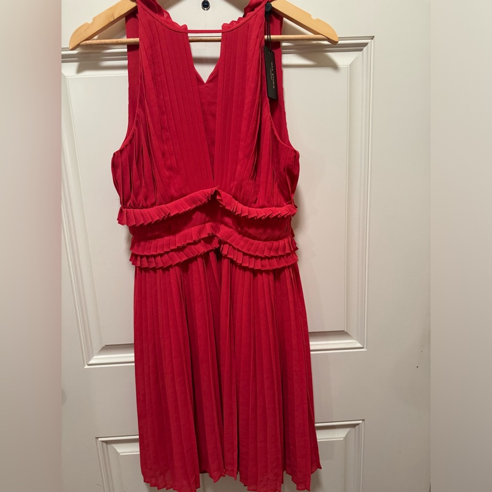 Max studio red pleated dress size small